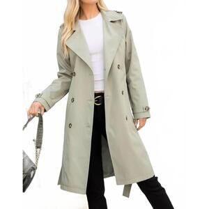 NEW 26 INTERNATIONAL spring trench coat in sage